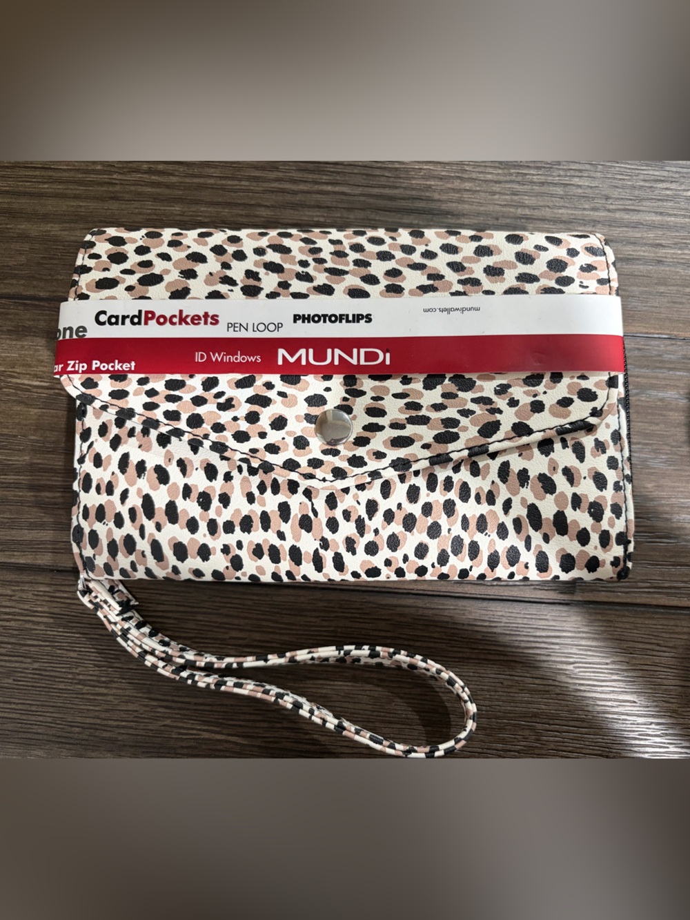 mundi Leopard Print Wristlet Clutch in Beige and Black